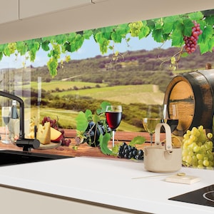 Winery Tempered Glass Backsplash: Kitchen Stove Back Cover