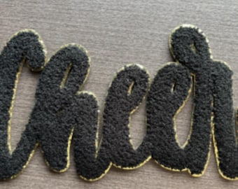 XL CHEER Chenille Patch | Script Cheer Patch | Spirit Wear Patch | Cheerleading Applique | DIY Hoodie Patch | Multiple Color Options