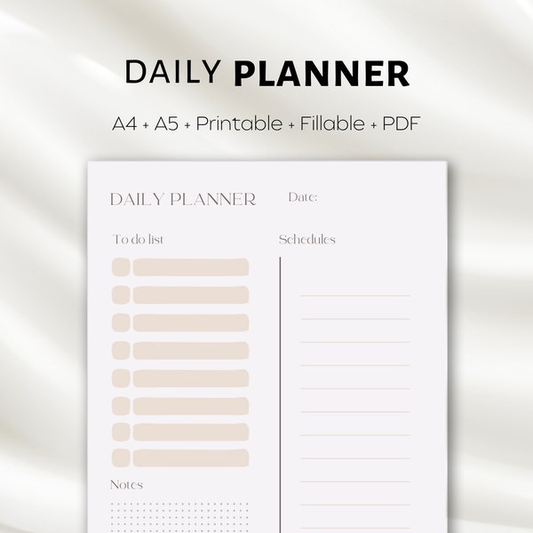 Daily planner notepad, a5 planner dashboard printable, daily planner printable, minimalist daily planner pdf, daily planner template