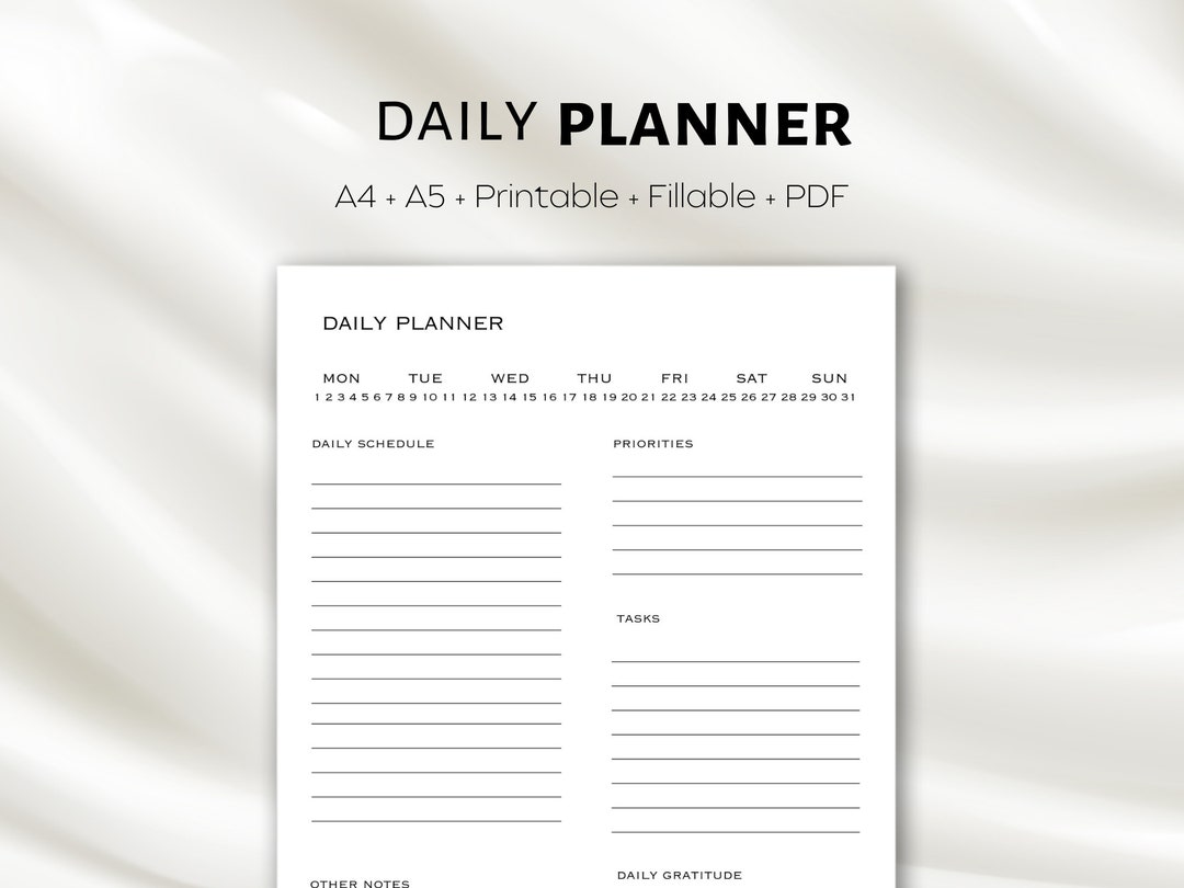 Minimalist Daily Planner Pdf, Printable Adhd Planner, A5 Planner ...