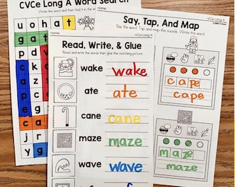 CVCe Phonics Worksheets for Kindergarten, Science of Reading Phonics