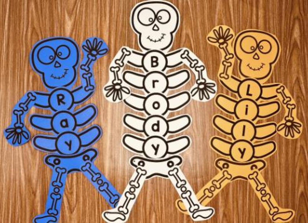 Halloween Skeleton Name Craft, Editable Kindergarten Activity (digital ...
