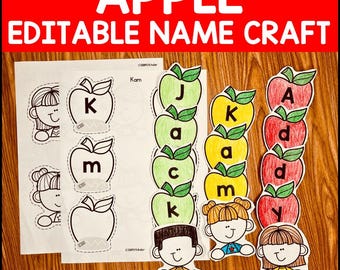 Apple Craft, Apple Editable Name Craft, Back to School Craft & Bulletin Board