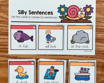 Silly Sentences Digraph Decodable Writing Word Practice Center for Kindergarten