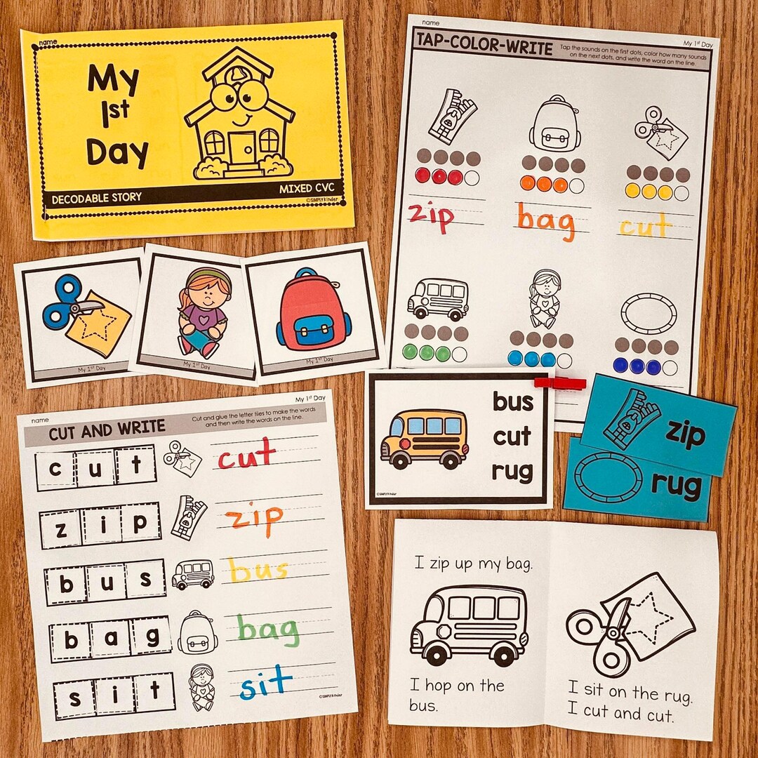 1st Day of School Decodable Reader With Activities, Back to School - Etsy
