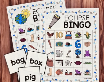 Eclipse 2024 Activity, Phonics Bingo, No-Prep CVC Decodable Game