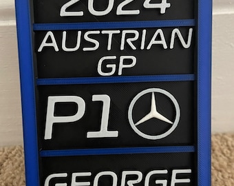 George Russell Win Pit Board, Austrian GP, George, Mercedes F1, formula one, George win, Mercedes win, P1 Pit Board, Rus