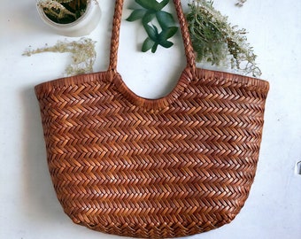 Genuine Leather Cow Woven Bag Small And Big Tote Bag - Fathers Day Gifts