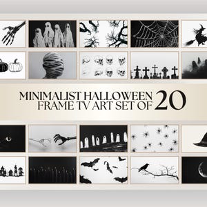Halloween Frame TV Art Bundle: 20 Minimalist Digital Wall Artworks (PDF Instructions Included)
