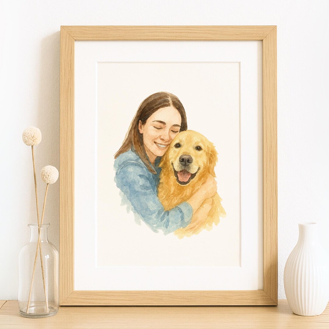 Custom Pet Portrait Watercolor, Doggy Mom Gift, Dog Art, Pet Memorial ...