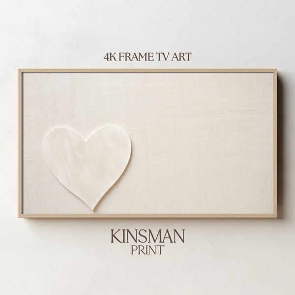 Valentines Day Samsung Frame TV Art 3D Frame Tv Art Abstract Heart Painting Minimalist Neutral Wall Art Modern Decor White Print Gift LG Tv