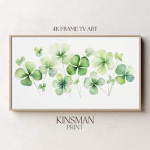 Shamrock Watercolor Samsung Frame TV Art St. Patrick's Day Decor Boho Clover Painting Print Green and White Digital Download LG Gallery TV