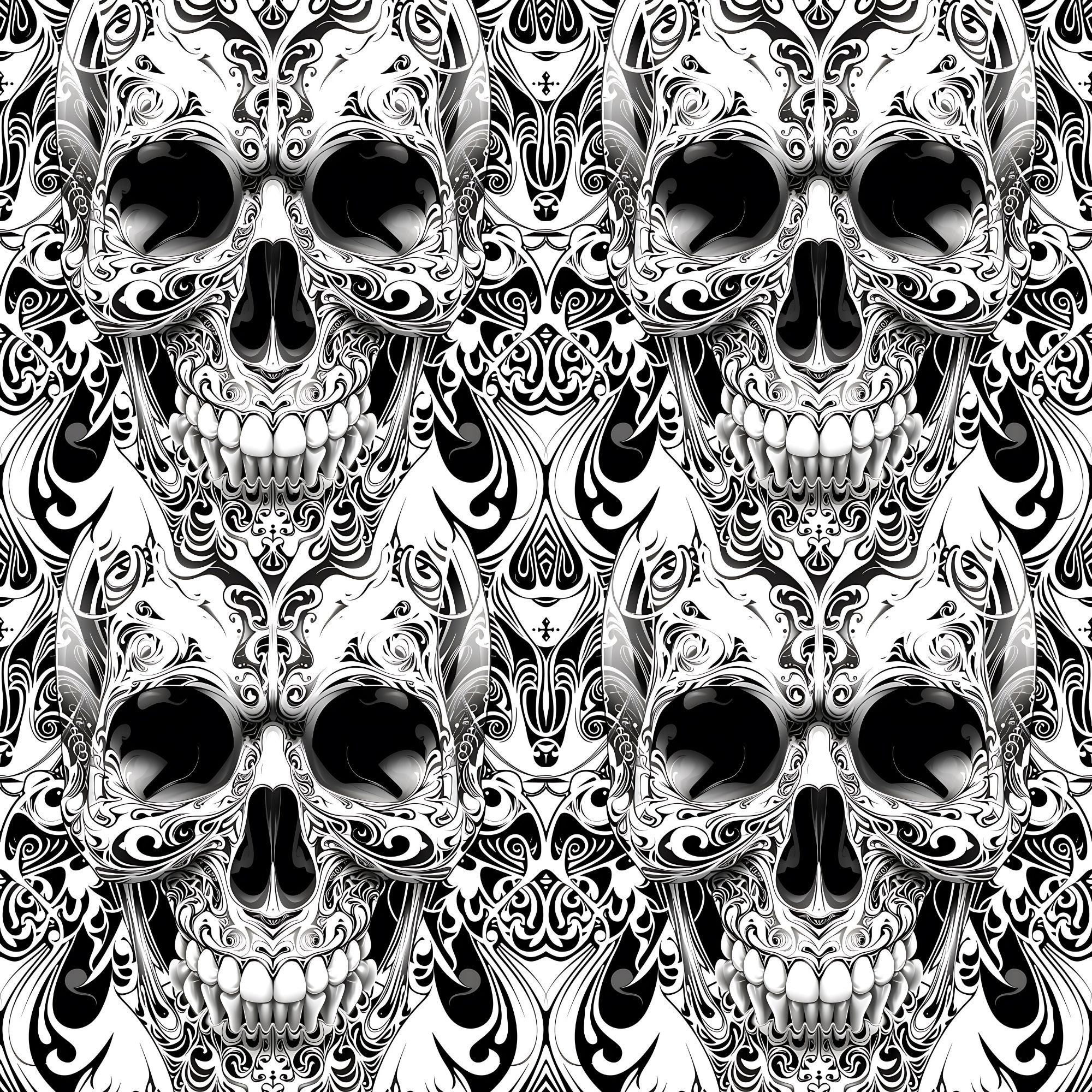 500+ Skull Seamless Patterns, Seamless Digital Papers, Seamless ...