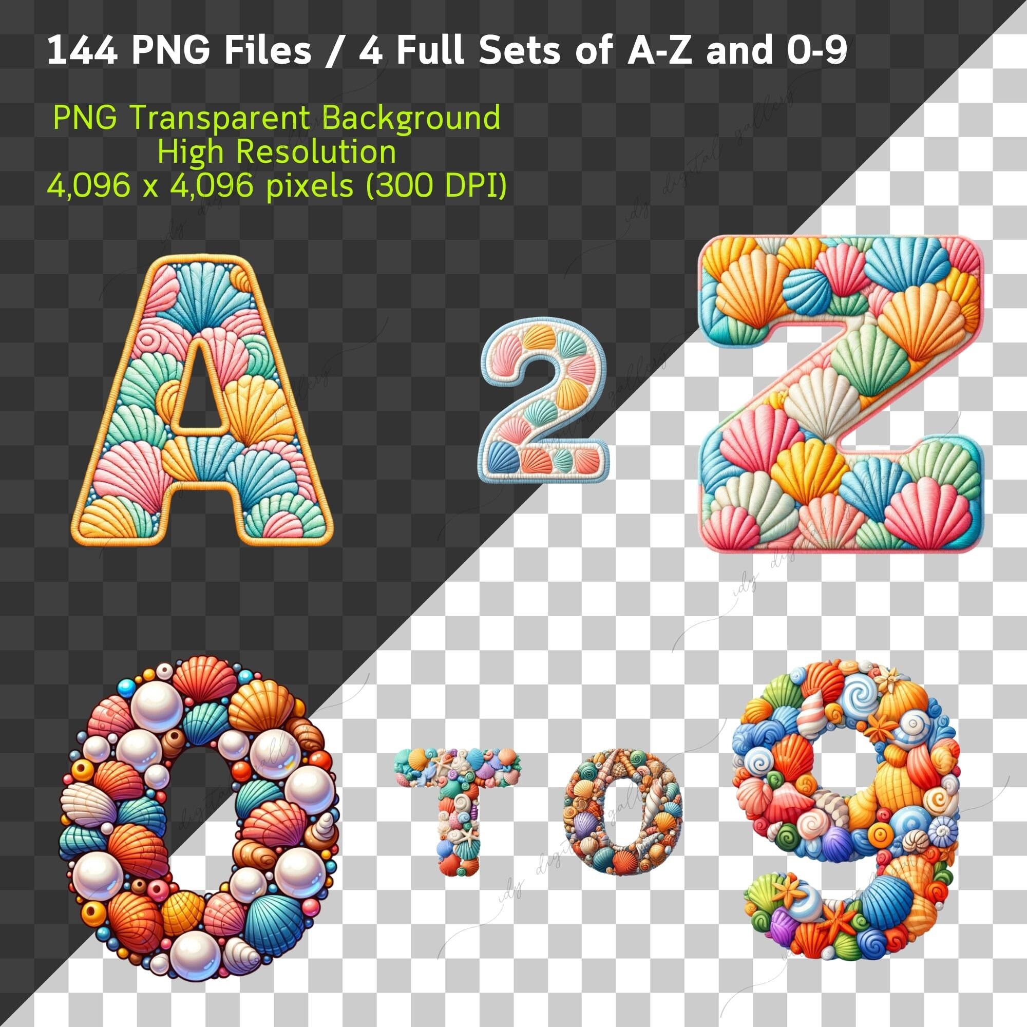 Shell Letter Type 144 Shell Alphabet Bundle, Colorful Alphabet, Shell Clipart, Shell ...