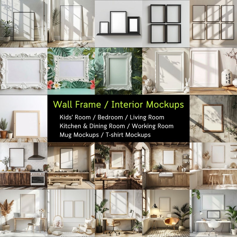 1,500+ Mega Mockup Bundle, Frame Mockups, Wall Art Mockups, Mug Mockups, tshirt mockups, Interior Mockup, Free Gifts, High-Resolution 300dpi image 3