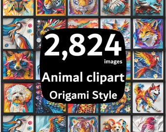 2,824 Animal Digital Art, Origami Animals, up to 700 various species of animals, High-Resolution 4K, Instant Download for Commercial Use