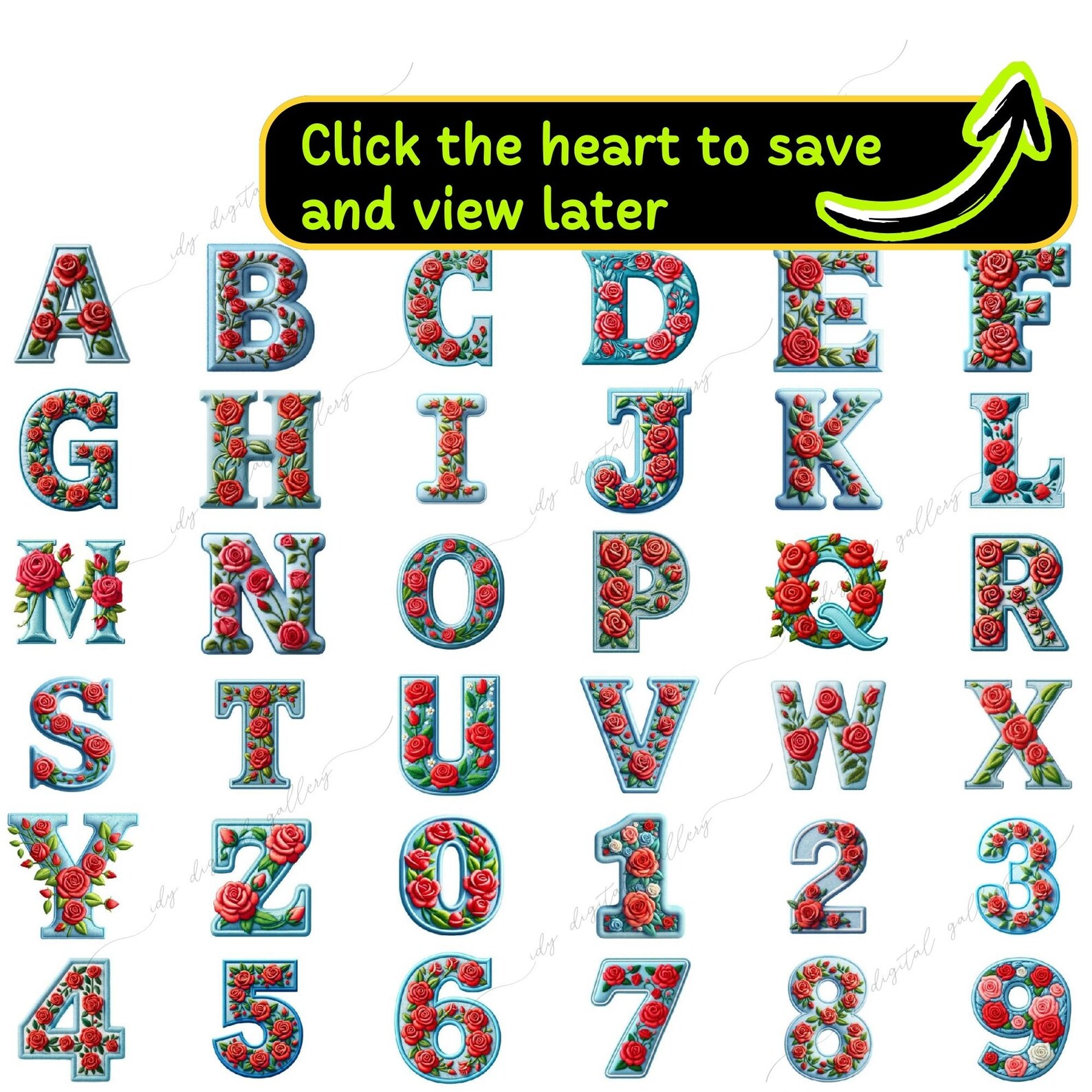 252 Embroidery Floral Alphabet Bundle, Embroidery Floral Letters ...