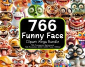 766 Funny Face Clipart Mega Bundle, Emoji Face PNG, Funny Clipart, Digital Download PNG, Sublimation Bundle, PNG Clipart Bundle, 300dpi