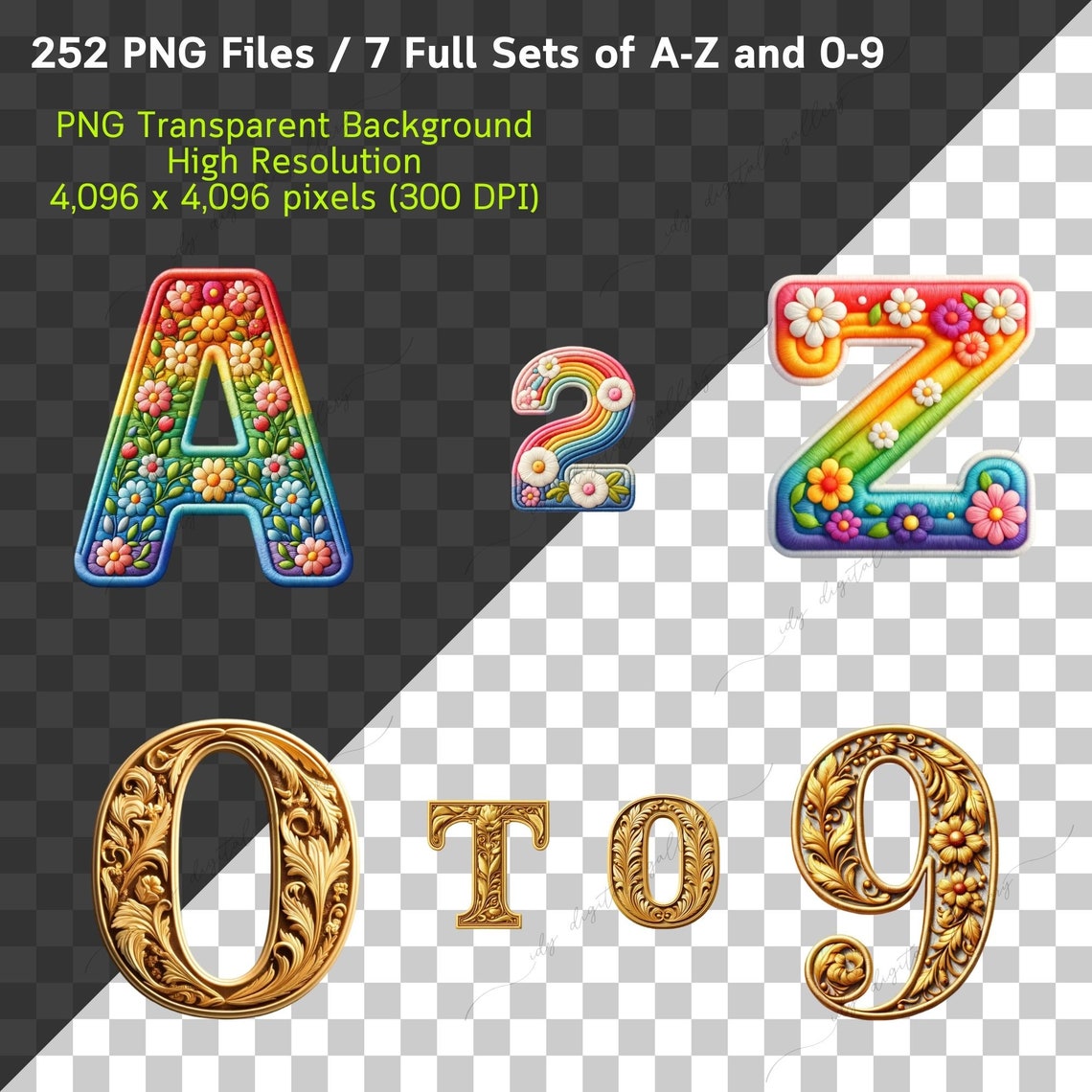 252 Embroidery Floral Alphabet Bundle, Embroidery Floral Letters ...