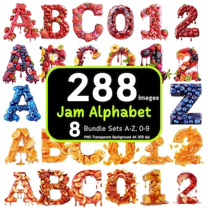 288 Jam Alphabet Bundle, Jam Buchstaben, Marme PNG, süßes Alphabet Clipart, Alphabet PNG, Alphabet Bundle PNG, 4K hochauflösend, kommerzielle Nutzung