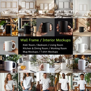 1,500+ Mega Mockup Bundle, Frame Mockups, Wall Art Mockups, Mug Mockups, tshirt mockups, Interior Mockup, Free Gifts, High-Resolution 300dpi image 5