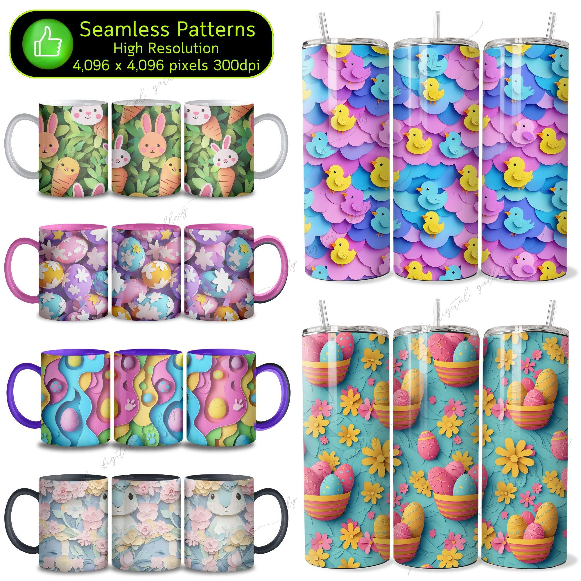300 Cute Easter 3D Seamless Patterns Bundle, Easter Egg Background ...
