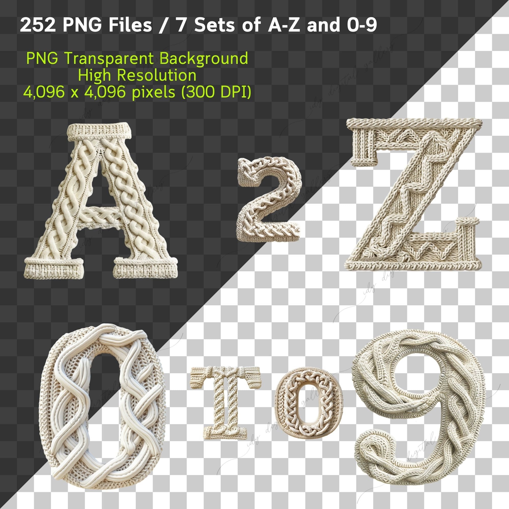 252 Knitted Alphabet Bundle, Knitted Letters, Knitting Clipart ...