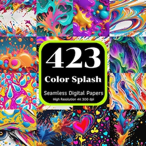 423 motivi senza soluzione di continuità con schizzi di colore, motivi senza soluzione di continuità colorati, carte digitali senza soluzione di continuità, schizzi di inchiostro, schizzi di acquerello, pacchetto senza soluzione di continuità, alta risoluzione 4K