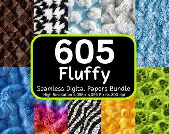 605 Fluffy Seamless Patterns Bundle, Fluffy Digital Papers, Printable Papers, Digital Paper Pack, Seamless Bundle,High-Res 4K,Commercial Use