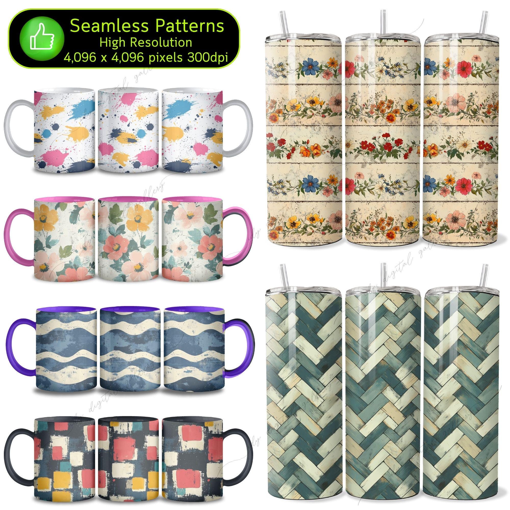505 Grunge Seamless Patterns Bundle, Vintage Distressed Textures, Dark ...