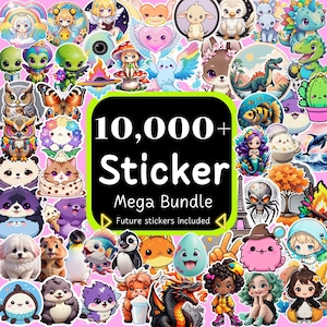 10,000+ Sticker Mega Bundle, Digitales Sticker Pack, Aufkleber Bundle, druckbare Aufkleber, Aufkleber Design, Aufkleber PNG Dateien, Aufkleber Download