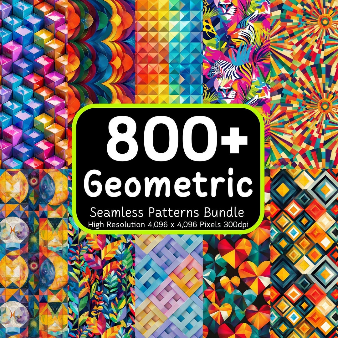 800+ Geometric Seamless Patterns Bundle, Abstract Digital Paper ...