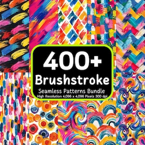 400+ Pinselstrich Nahtlose Muster bündeln, Farbe Nahtlos, Pinselstriche Digitales Papier, Nahtloses Bündel, Digitales Papierpaket, kommerzielle Nutzung