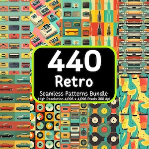 440 Retro nahtlose Muster Bundle, Vintage Nahtlos, Retro Hintergrund, Vintage Papier, Digital Paper Pack, Nahtlose Bundle, 4K, 300dpi