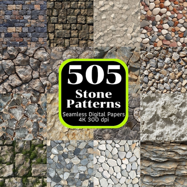 505 Stone Patterns, Stone Texture, Seamless Digital Papers, Seamless Patterns, Seamless Printable, High-Resolution 4K, Commercial Use