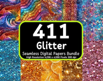 411 Glitter Seamless Patterns, Rainbow Glitter, Glitter Clipart, Colorful Seamless, Digital Paper Pack, Seamless Bundle, 4K, Commercial Use