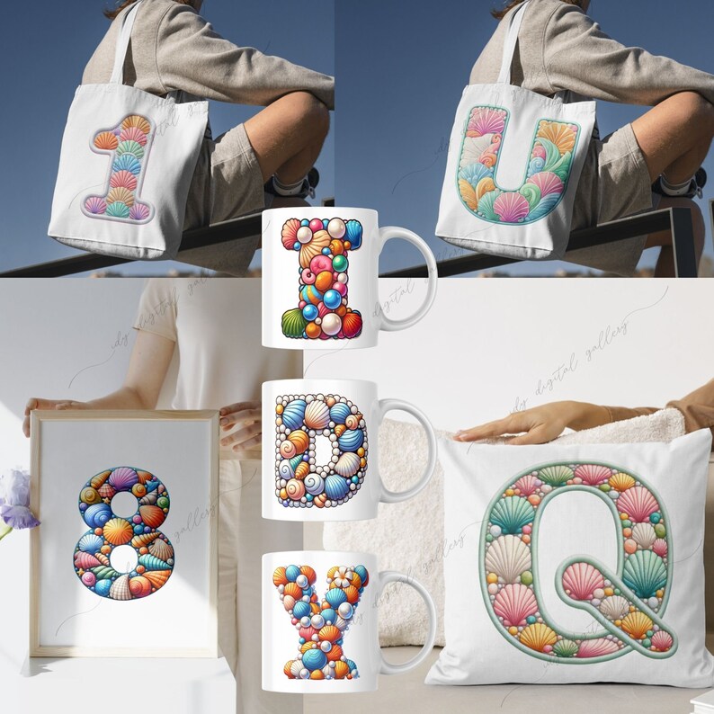 Digital Shell Letters 144 Shell Alphabet Bundle, Colorful Alphabet, Shell Clipart, Shell ...