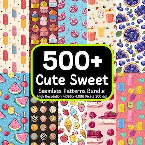 Bundle di oltre 500 modelli dolci e carini senza soluzione di continuità, dolce Kawaii, modello Kawaii senza soluzione di continuità, senza soluzione di continuità gelato, pacchetto senza soluzione di continuità, 4K, uso commerciale