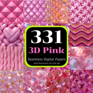 331 3D Rosa Nahtlose Muster, Rosa Nahtlose digitale Papiere, Rosa Nahtlose Datei, Druckbares Papier, Nahtlos druckbar, Nahtlose Bündel
