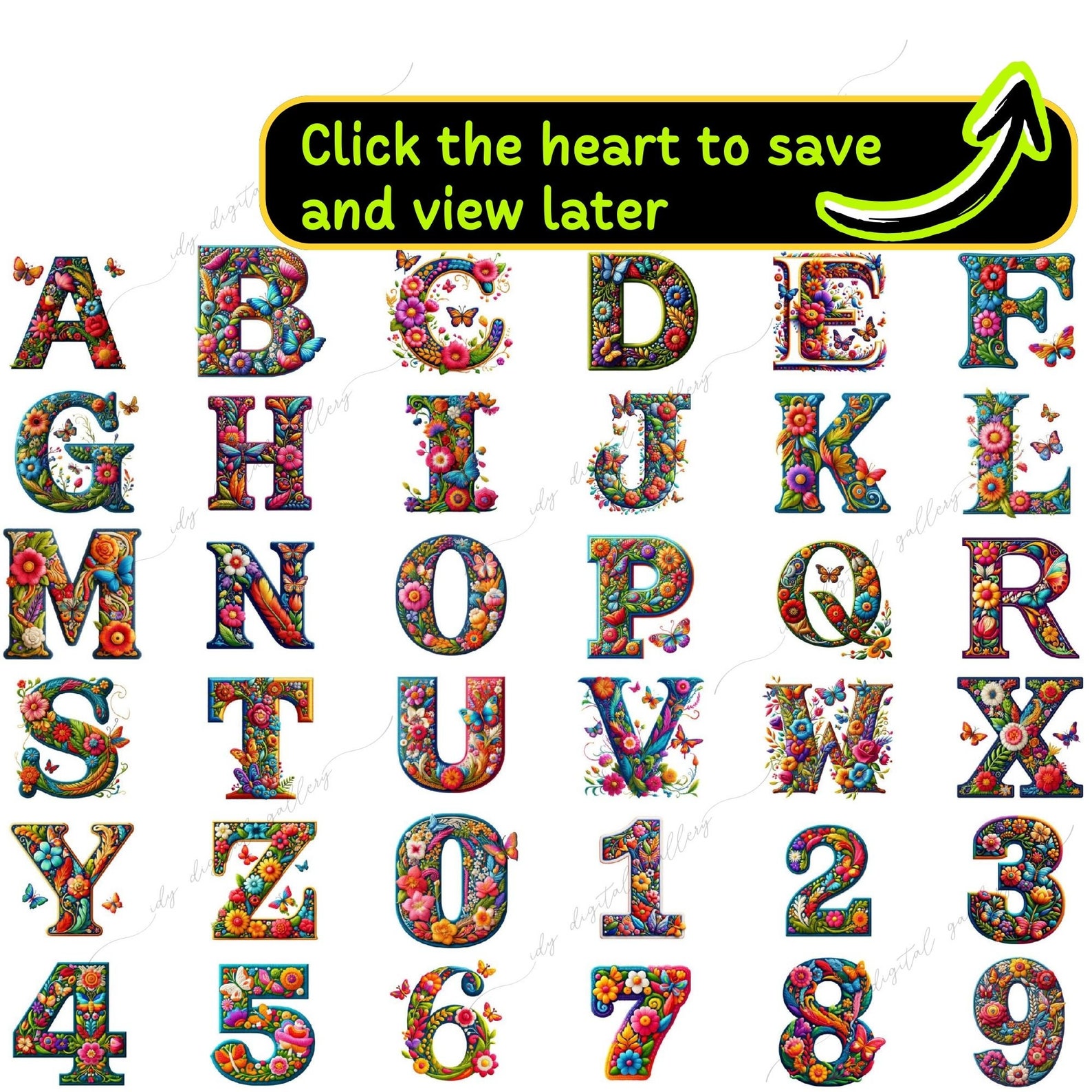 252 Embroidery Floral Alphabet Bundle, Embroidery Floral Letters ...