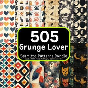 505 Grunge Seamless Patterns Bundle, Vintage Distressed Textures, Dark Grunge, Gothic, Grunge druckbare, sofortiger Download, kommerzielle Nutzung