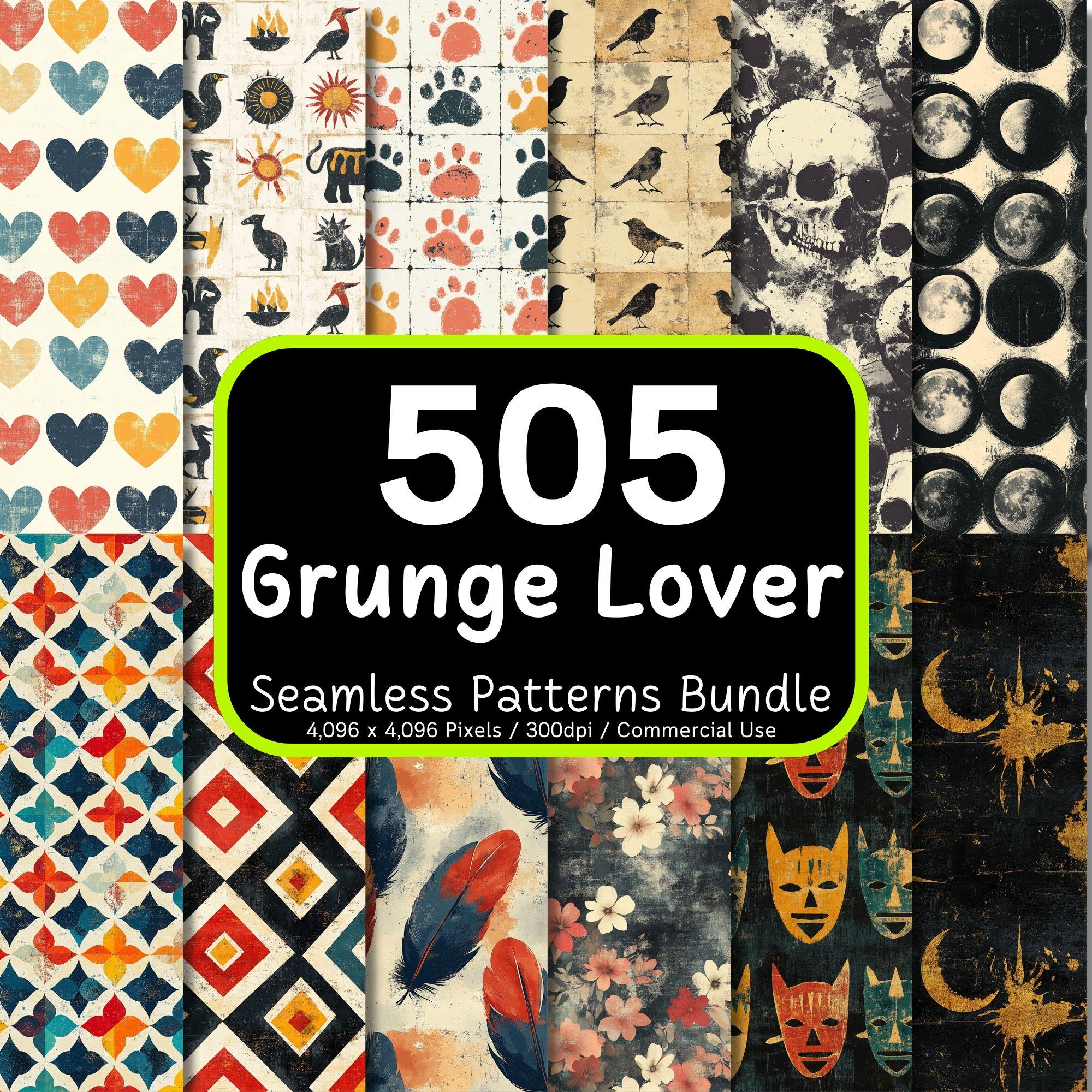 505 Grunge Seamless Patterns Bundle, Vintage Distressed Textures, Dark ...
