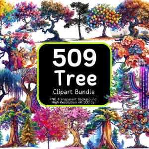 509 Baum Aquarell Clipart Bundle, Baum PNG, Baumbilder, Baum Aquarell PNG, Bäume Clipart, Clipart Bundle, 4K hochauflösend