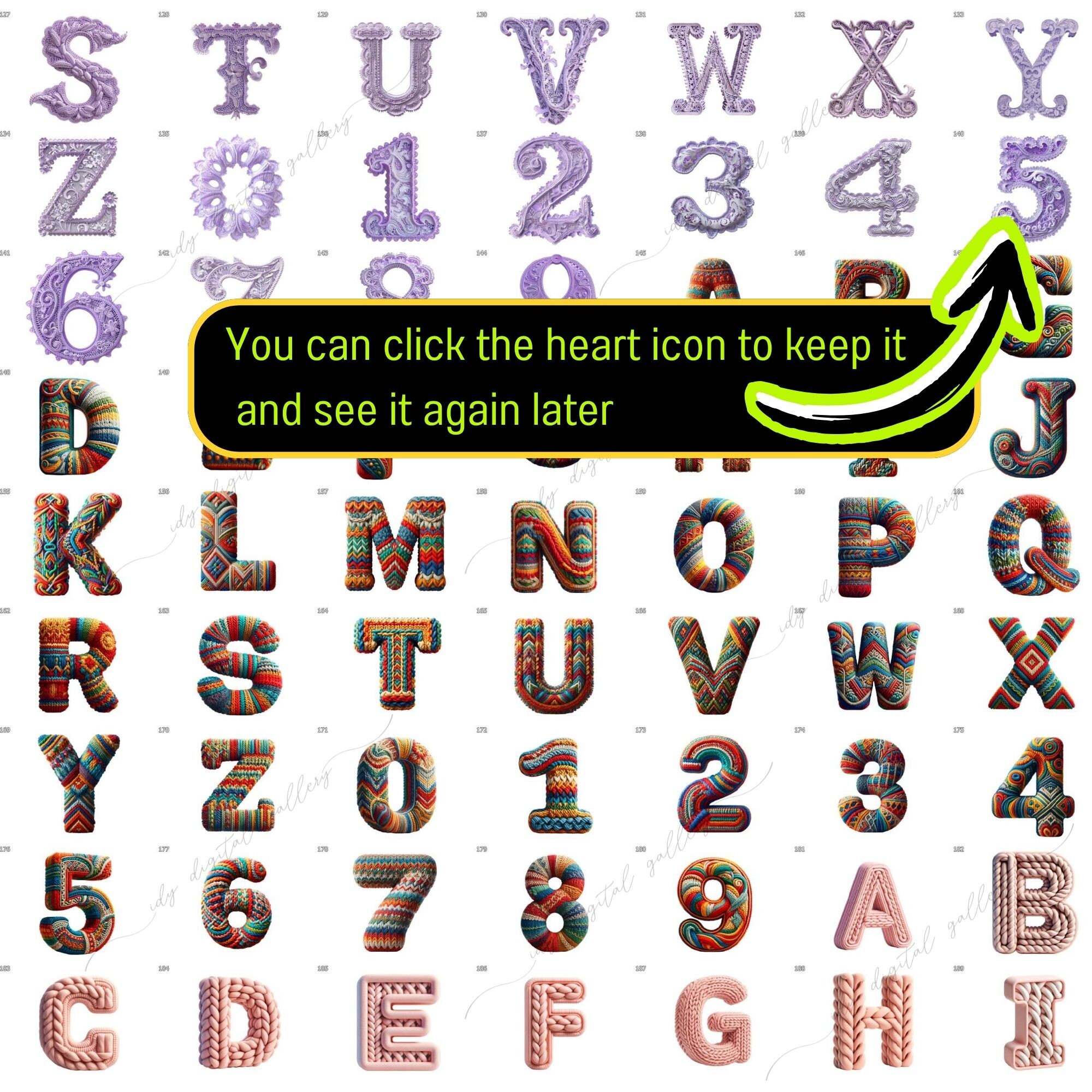 252 Knitted Alphabet Bundle, Knitted Letters, Knitting Clipart ...