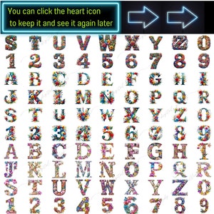 May include: A colorful alphabet and numbers with floral designs. Each letter and number is surrounded by a wreath of flowers and leaves in shades of pink, blue, yellow, and green.