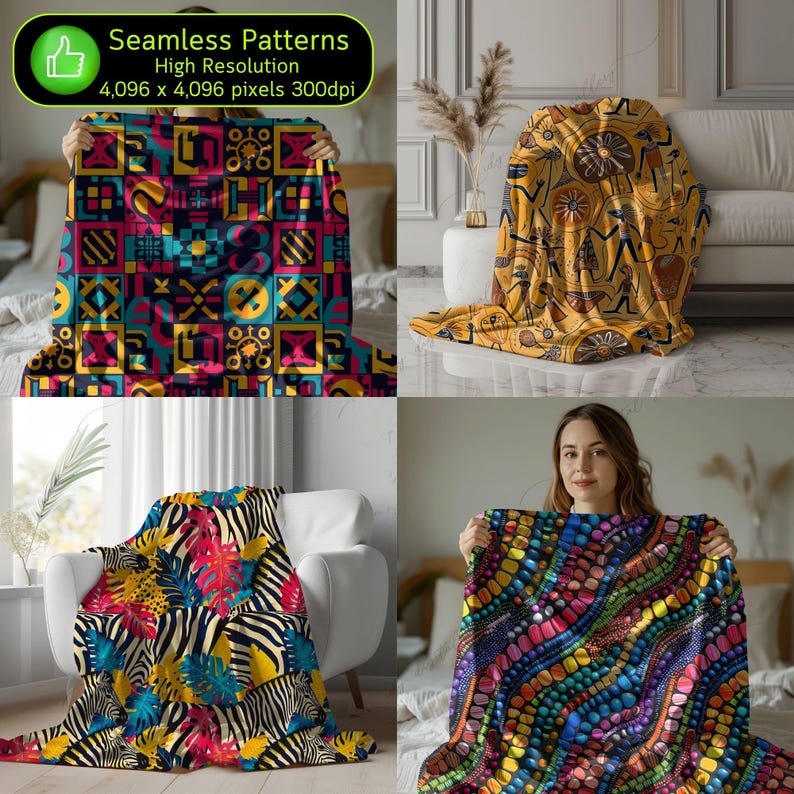 414 African Seamless Patterns Bundle, Boho Background, Tribal Prints, Geometric Textures, Printable Scrapbook, 300dpi, Commercial Use image 6