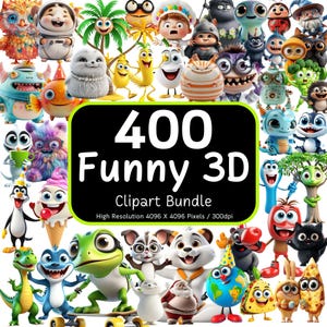 400 Funny 3D Clipart Bundle, Funny Cartoon clip art, Funny png pack, 3D PNG Files, Transparent Background PNG, Commercial Use, 300 DPI