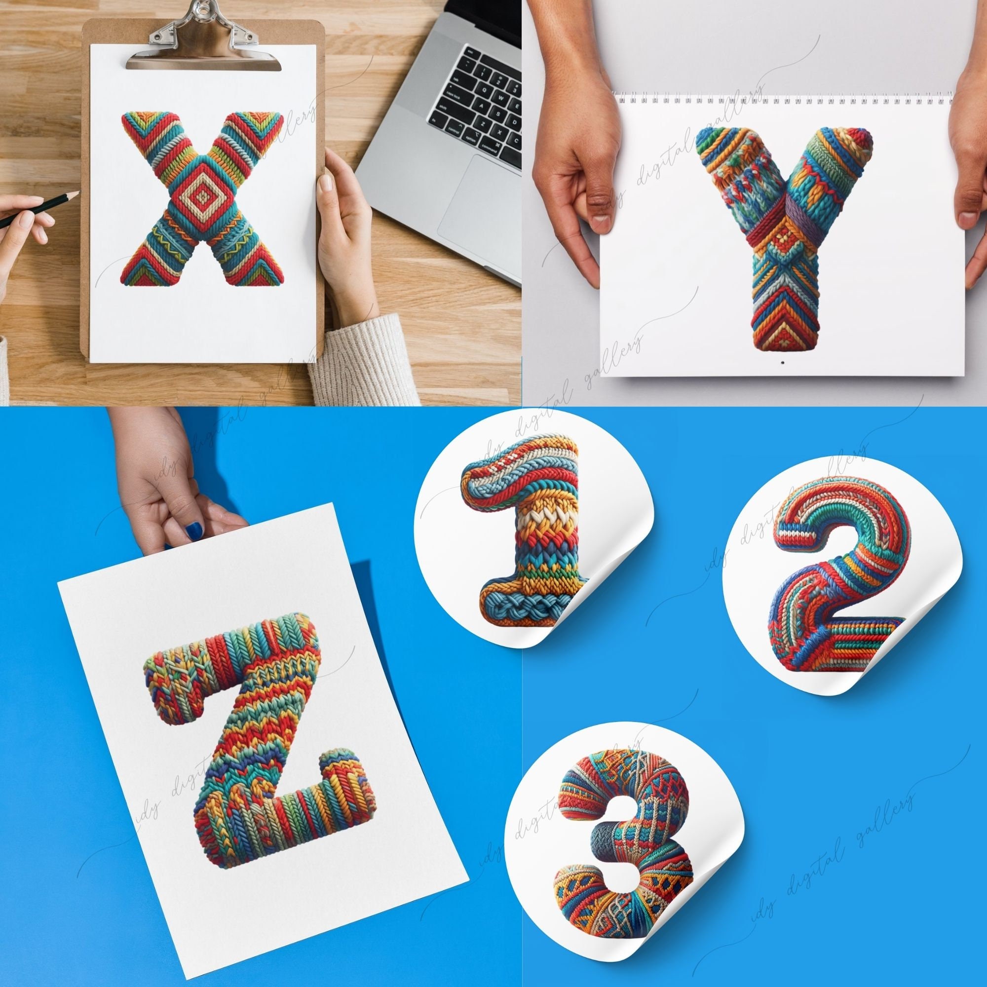 252 Knitted Alphabet Bundle, Knitted Letters, Knitting Clipart ...