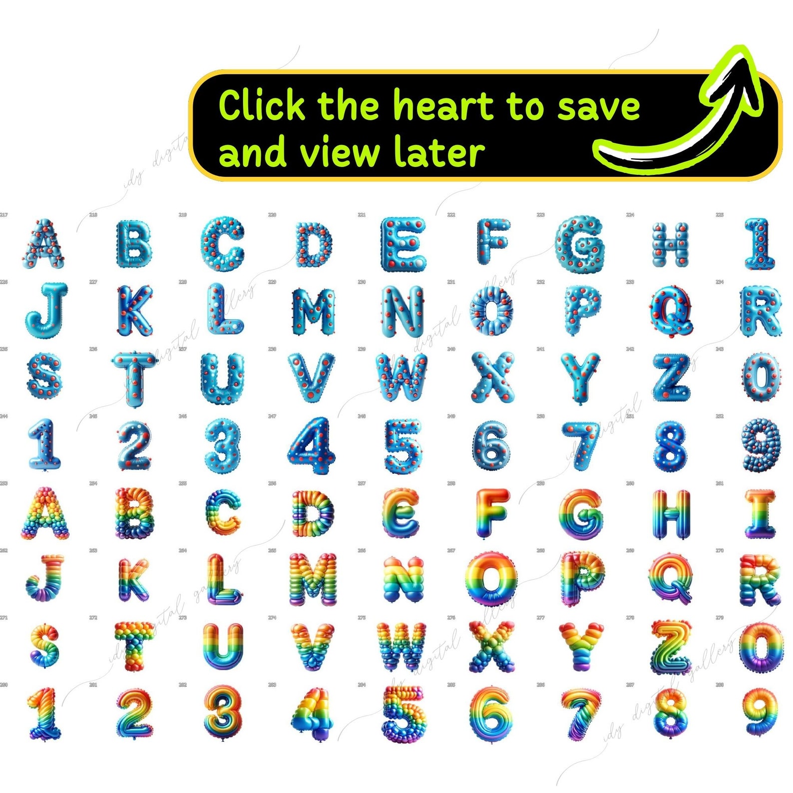 360 Colorful Inflated Alphabet Bundle, Inflated Letters, Colorful ...