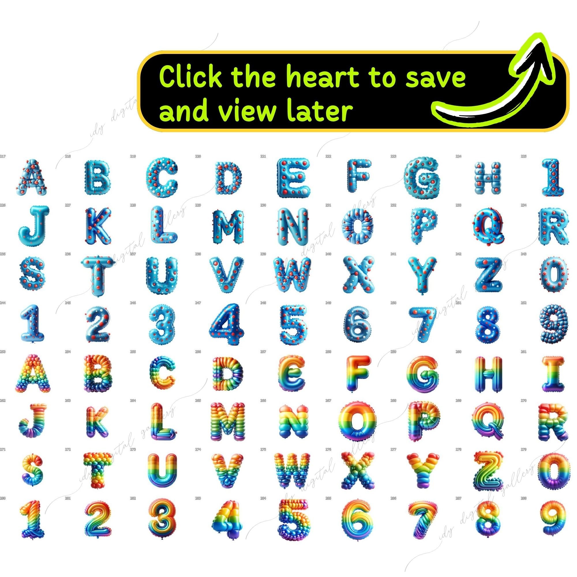 360 Colorful Inflated Alphabet Bundle, Inflated Letters, Colorful ...